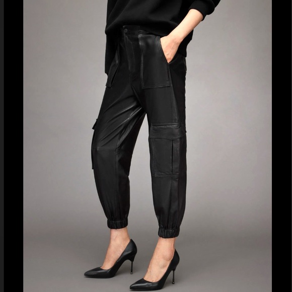 All Saints Leather Cargo Pants - Picture 1 of 16